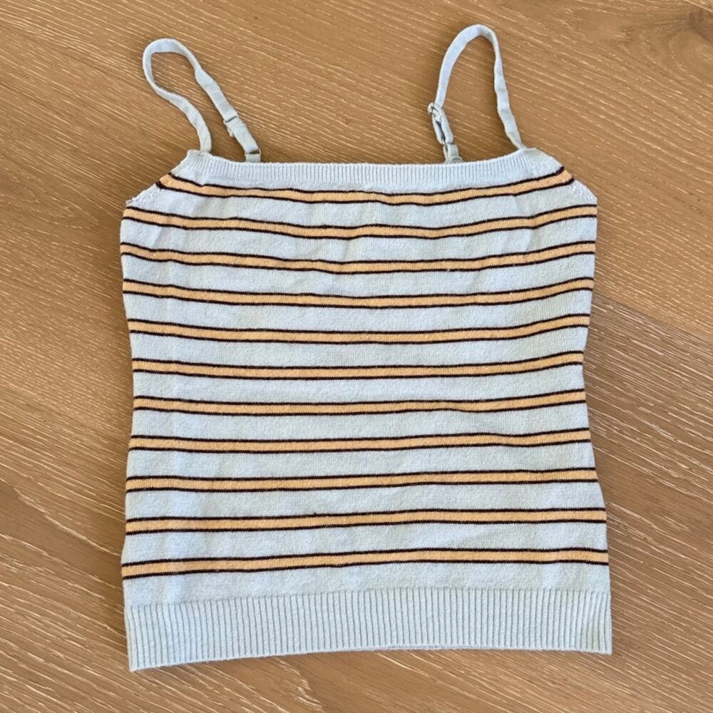 All for Mimi Cami Top Striped Knit Noa Size XS Light Blue Yellow